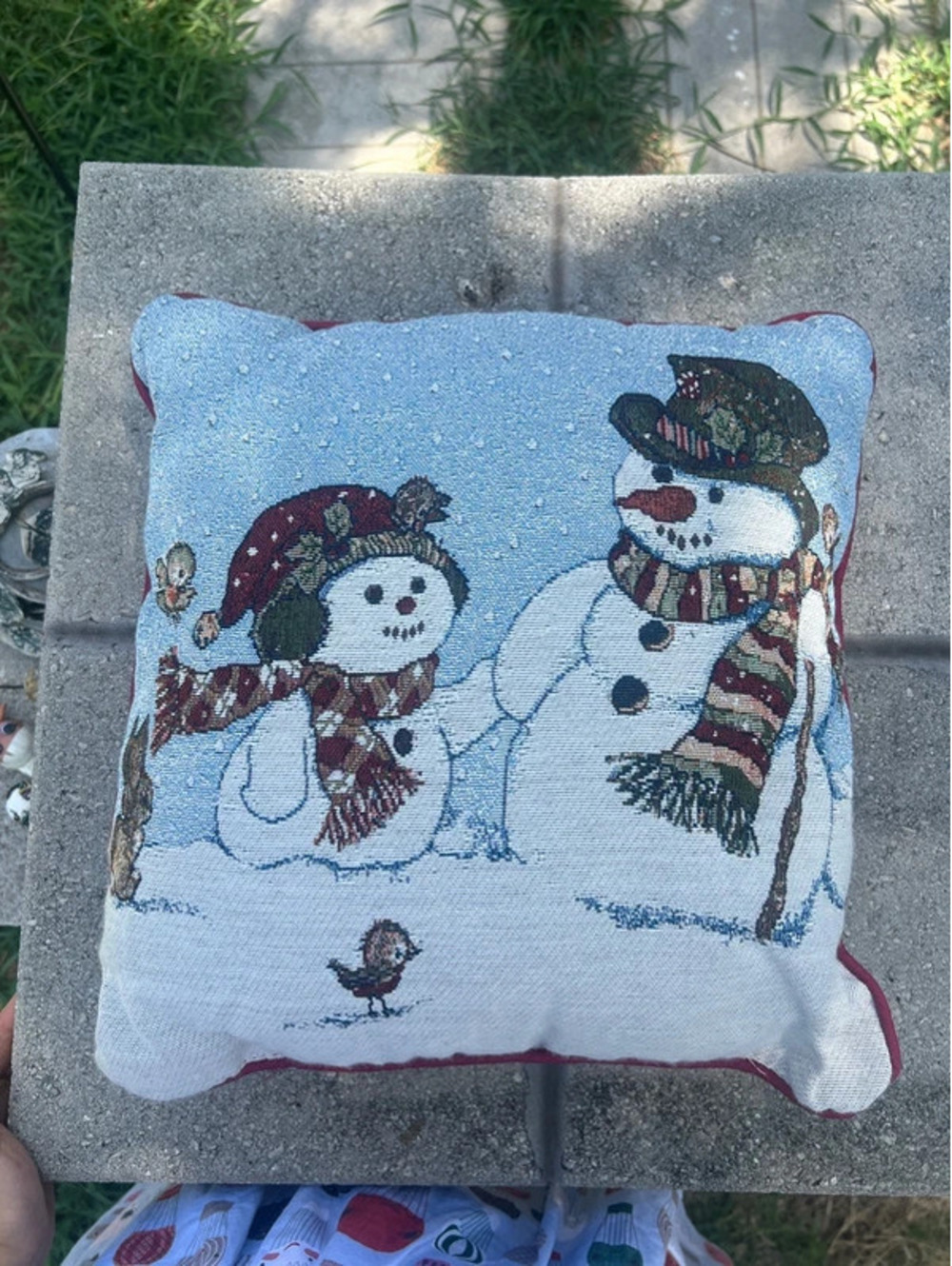 Vintage Snowman Tapestry Pillow